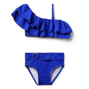 Janie Jack Bathing Suit SZ 3 Double Ruffle Textured 50+ Bikini Two Piece NWT